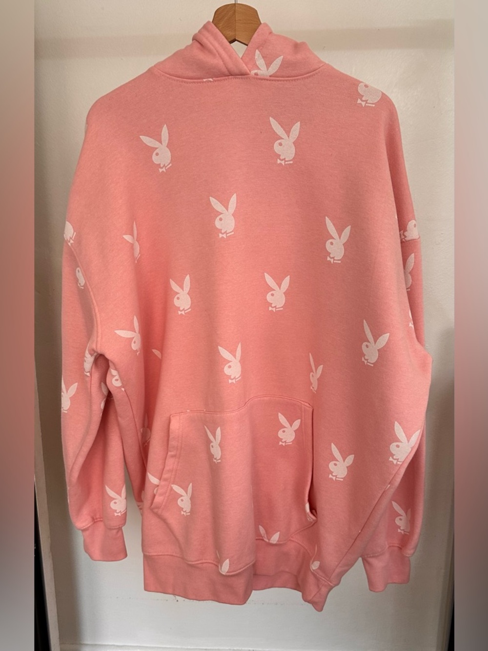 Playboy Logo Pink Hoodie - Women's Oversized Pullover Sweater